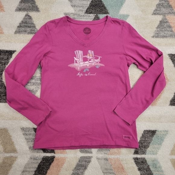 Life is Good Beach Chair Simplify Long Sleeve T-shirt - Picture 1 of 5